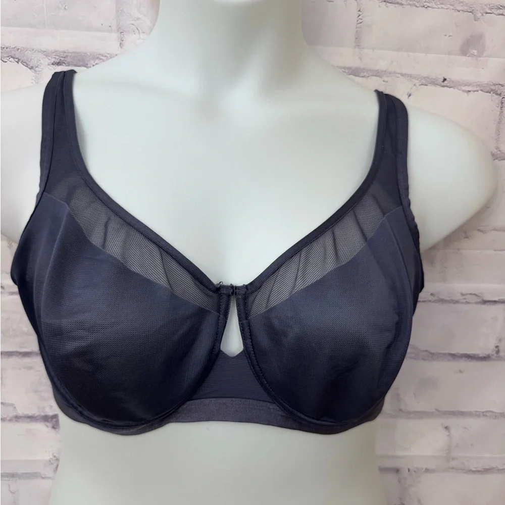 Soma Bra 38DD‎ Unbelievable Lift Scoop Balconette Blue Sheer Unlined Underwire
